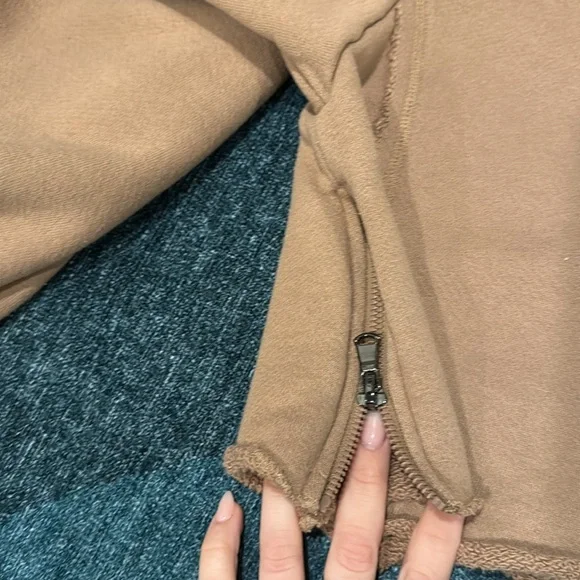 Vintage Havana Cropped Sweatshirt Tan Zip Detail Size L - Picture 7 of 8